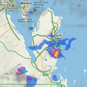 قطر - تحديث الساعة 2:30 بعد الظهر | سُحب ركامية ماطرة تؤثر عل  الوكرة