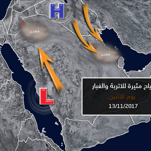 غُبار واتربة مثارة مُتوقعة على الشرقية يومي الاحد والاثنين