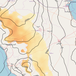 احتمالية تشكل الغبار والاتربة المثارة يوم الخميس