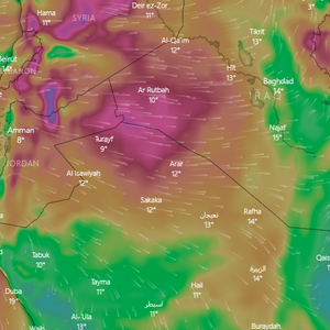 السعودية | رياح قوية تترافق بهبات تتجاوز الـ 70 كم وغبار محتمل على شمال المملكة الخميس
