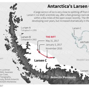 انهيار جبل جليد ضخم في القارة القطبية الجنوبية