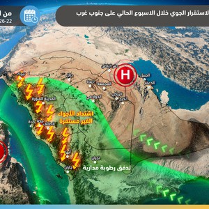 السعودية | اشتداد واتساع كبير في رقعة الأمطار الرعدية خلال النصف الثاني من هذا الأسبوع لتشمل هذه المناطق