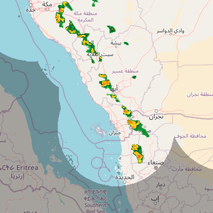 السعودية - 4:50م | حزام من السحب الرعدية يمتد من الطائف حتى جازان والامطار حاضرة