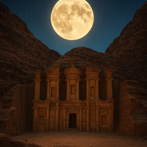 Petra records an exceptional celestial scene of the `lunar steadying` phenomenon.