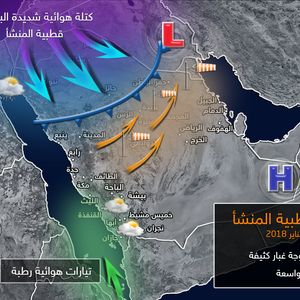 تنبيه مبكر .. جبهة هوائية باردة وقطبية المنشأ تضرب المنطقة نهاية الأسبوع