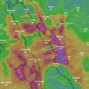 السعودية | نشاط متوقع لرياح الصبا يومي الاثنين والثلاثاء على سواحل البحر الأحمر