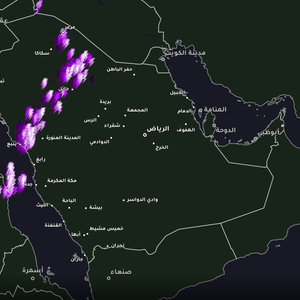 Saudi Arabia | Heavy thunderstorms extending from Yanbu to the northern border, a distance exceeding 800 km