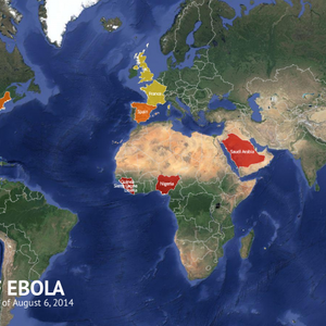 خارطة توضيحية : قائمة الدول التي سجلت بها حالات إصابة بفيروس إيبولا