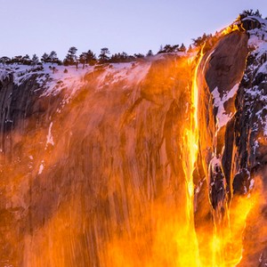 Fire waterfall in Yosemite National Park, California