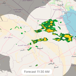 السعودية - 11:20 صباحاً | سحب رعدية ماطرة تؤثر على القصيم وأجزاء من الشرقية وحفر الباطن والساعات القادمة تحمل المزيد