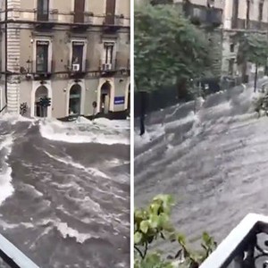 بالفيديو | مشاهد صادمة لشوارع مدينة كاتانيا الإيطالية وقد تحولت إلى أنهار بسبب الفيضانات