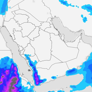 السعودية | توقعات النمذجة الحاسوبية لفرص الأمطار خلال الـ 120 ساعة القادمة