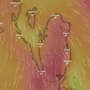 قطر والبحرين | رياح نشطة وغبار متوقع على الأجزاء الداخلية خلال الأيام القادمة