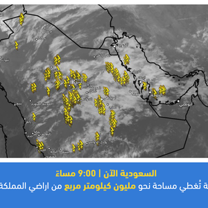 السعودية : 1 مليون كم من مساحة المملكة تحت الغيوم الرعدية الممطرة
