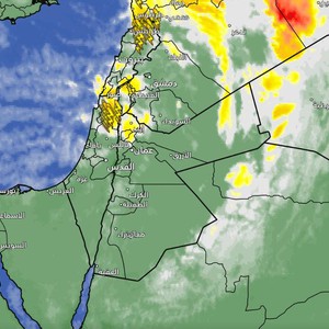 الأردن الساعة 12:57 ليلاً | عودة الأمطار وحزام سحابي يعبر شمال المملكة في هذه الأثناء يؤثر على مدينة إربد وعجلون مرفق بهطول أمطار غزيرة