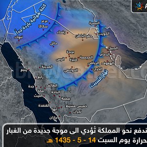 موجة جديدة من الغبار متوقعة نهار يوم السبت