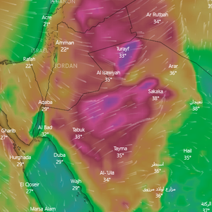 تحت المراقبة | رياح نشطة وموجة غبار محتملة في الجوف والحدود الشمالية يوم الجمعة
