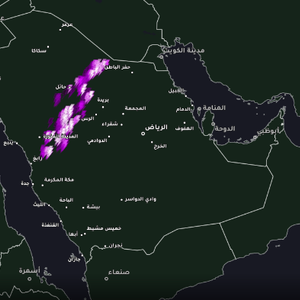 السعودية 9:55 صباحاً | حزام رعدي واسع الإمتداد يؤثر على السعودية من أقصى الغرب حتى أقصى الشرق