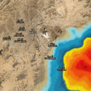تحديث 4:30م | سحب رعدية ماطرة تتقدم نحو مكة المكرمة والمشاعر المقدسة