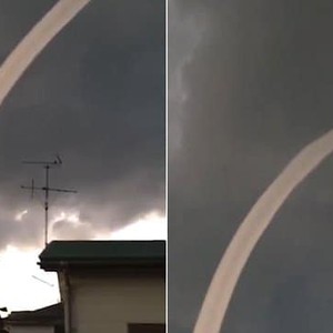 رصد إعصار قمعي غير مكتمل في سماء اليابان