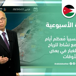 النشرة الأسبوعية - الأردن | أجواء حارة مُعظم أيام الأسبوع مع نشاط للرياح المُثيرة للغبار