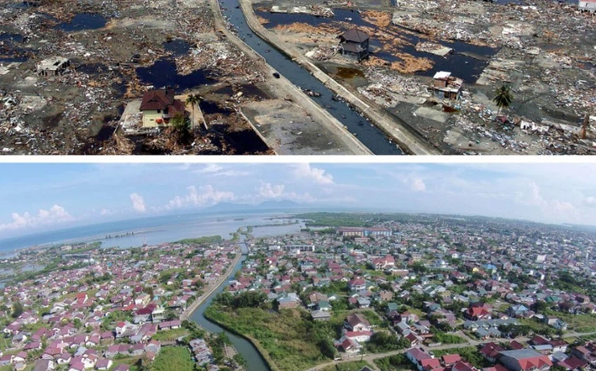 قرية كاملة دمرت بسبب تسونامي