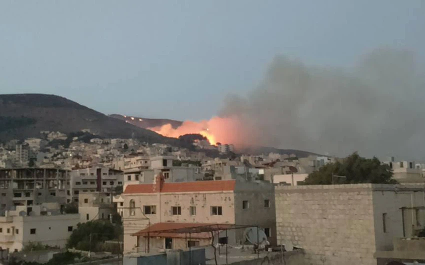 Pictures: Several fires broke out today in the western countryside of Homs and parts of the Tartous countryside