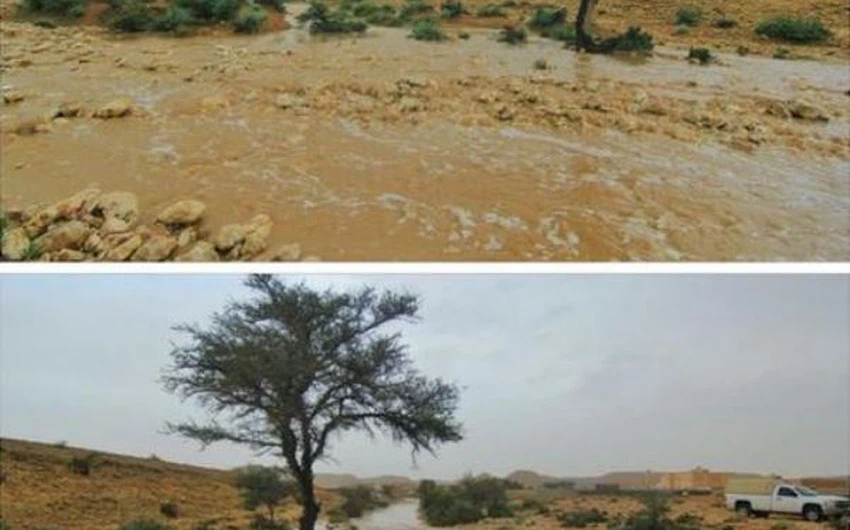 بالصور: أمطار في ضواحي الرياض تسيل الشعاب والأودية