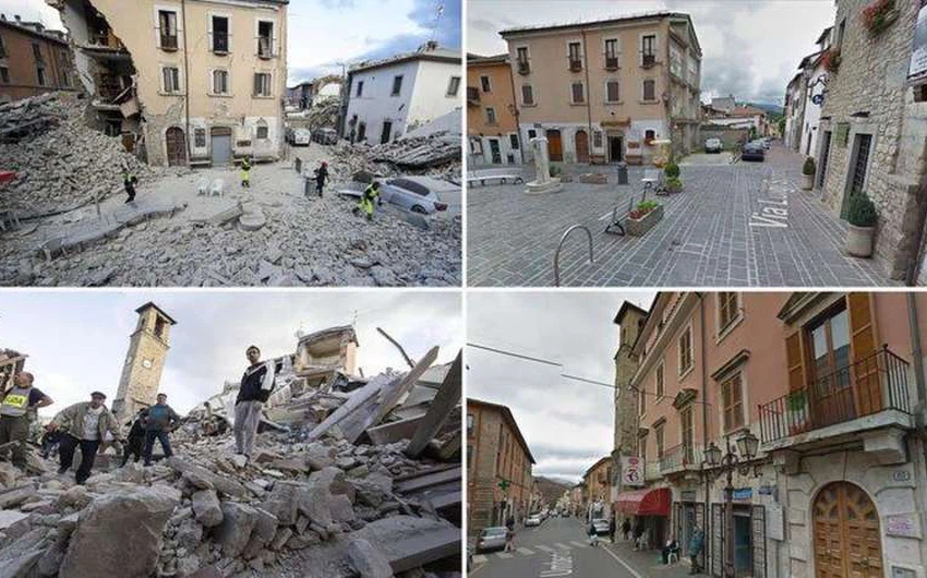 بالصور.. شاهد البلدات الإيطالية قبل وبعد الزلزال