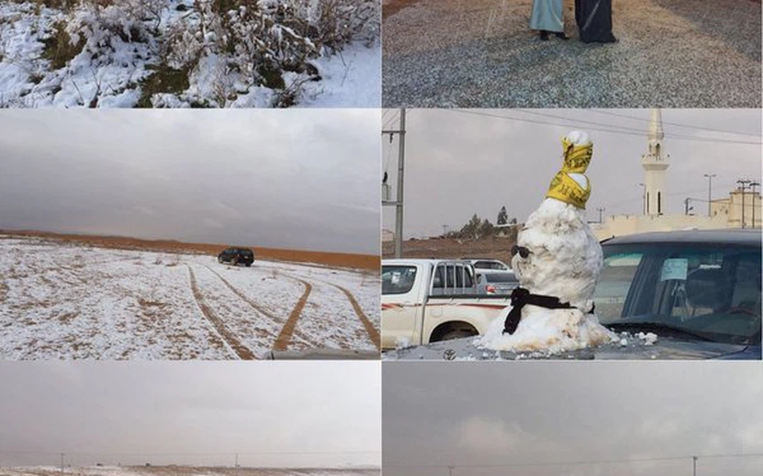 الثلوج تغطي مناطق الحدود الشمالية وترسم البسمة على وجوه السعوديين