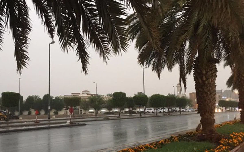 المدينة المنورة تشهد هطول أمطار غزيرة