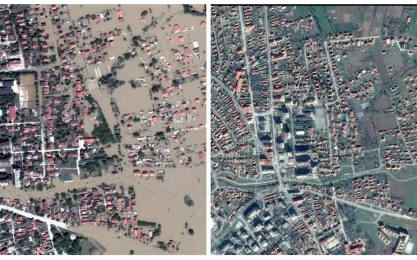 بصور من الأقمار الإصطناعية: شاهد البلقان قبل وبعد الفيضان الكارثي