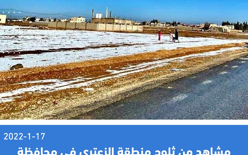 Scenes from the snow in the Zaatari area in Mafraq Governorate - North Eastern Badia this morning