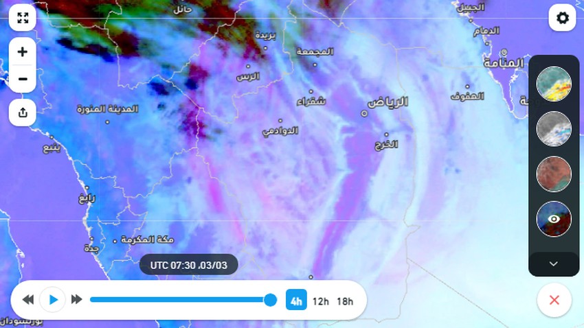 السعودية - 11:10 صباحاً | الأقمار الاصطناعية ترصد بدء تشكل لموجات غبار متفاوتة الشدة في هذه المناطق