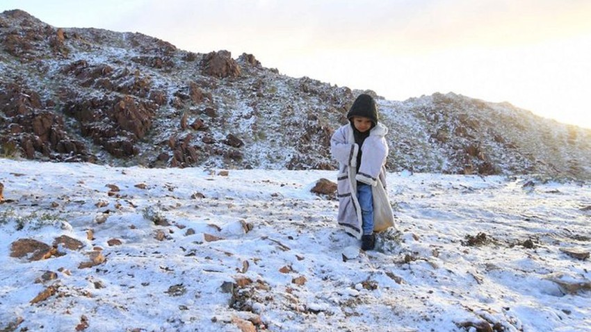 Video | Snow is falling on the mountains of Tabuk and the temperature is below zero Celsius!