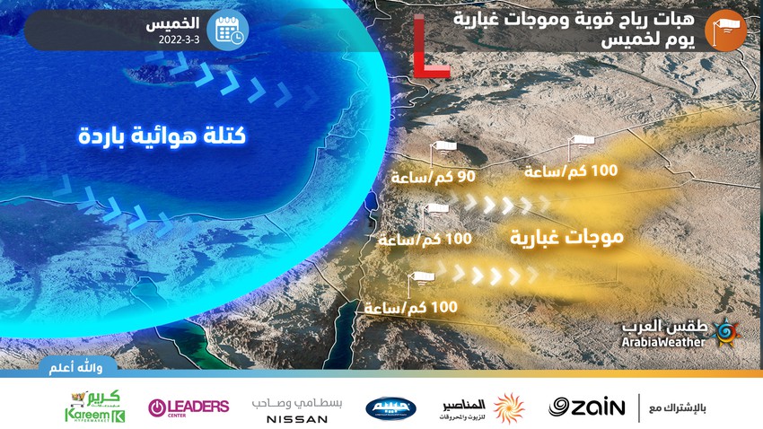 الأردن | الرياح القوية والموجات الغبارية أهم ميزة للمنخفض الجوي المتوقع يوم الخميس 