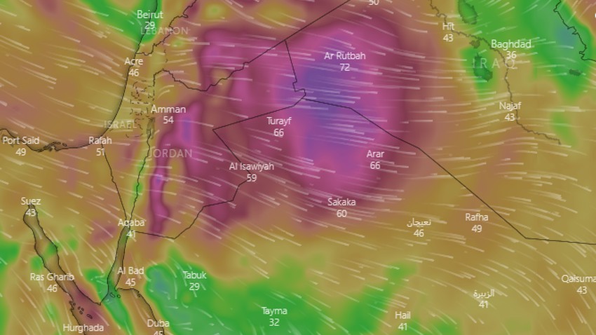 Saudi Arabia | Monitoring the possibility of a strong dust wave that will affect northern Saudi Arabia in the last days of this week