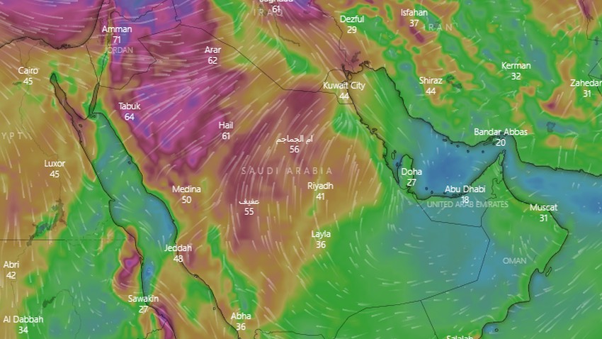 السعودية | رياح قوية قد تترافق بموجات غبارية في أجزاء من المملكة نهاية الأسبوع .. تفاصيل