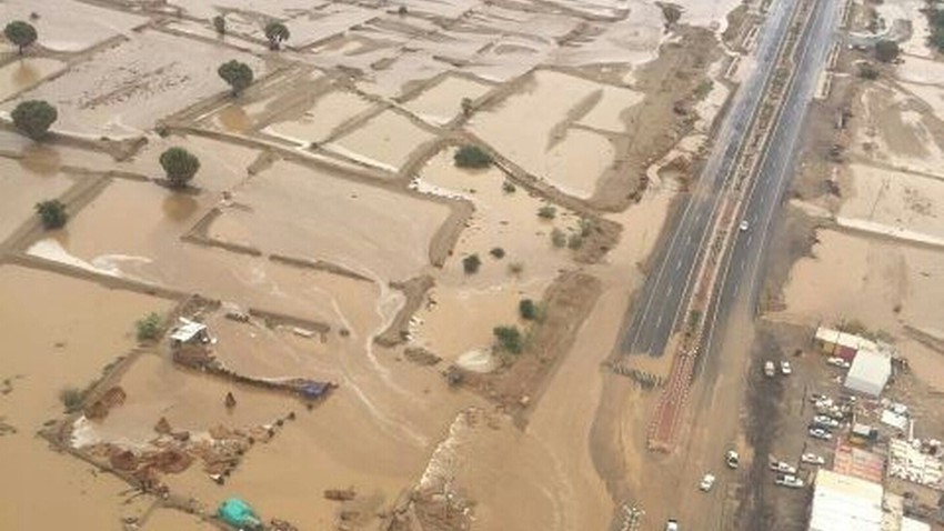 استمرار أعمال الإغاثة وإنقاص المياه من سد بيش طقس العرب طقس العرب