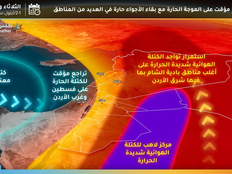 عاجل: اشتداد غير مسبوق على الموجة الحارة اعتباراً من الخميس و الحرارة تُقارب 44 درجة في عمان الجمعة