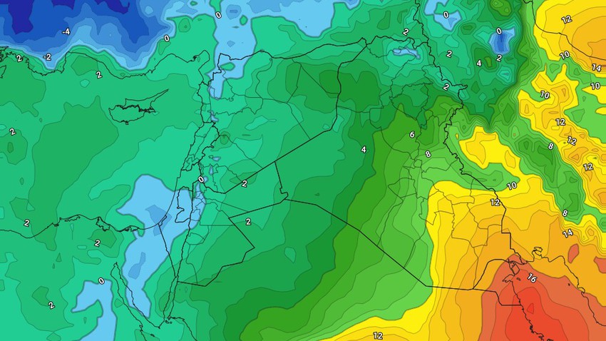 الأردن | منخفض جوي من الدرجة الثانية مصحوب بكتلة هوائية شديدة البرودة الجمعة ويتبع بتيارات هوائية غربية رطبة للغاية السبت.التفاصيل