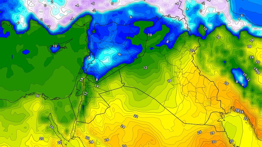 العراق | ارتفاع قليل على درجات الحرارة وفرصة لزخات عشوائية من الأمطار تكون رعدية أحياناً   