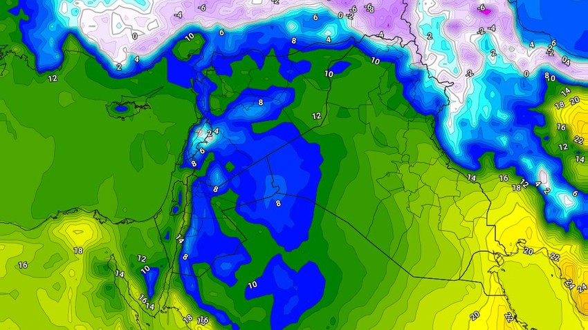 العراق | تعمق تأثير الكتلة الهوائية شديدة البرودة يوم الأربعاء ودرجات حرارة تحت الصفر ليلاً   