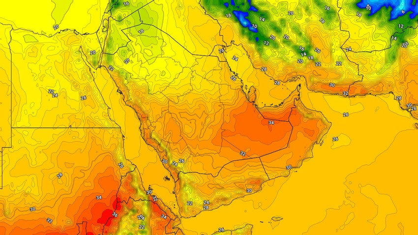 Yemen | Northeast winds continue to blow and a chance of rain showers in some areas