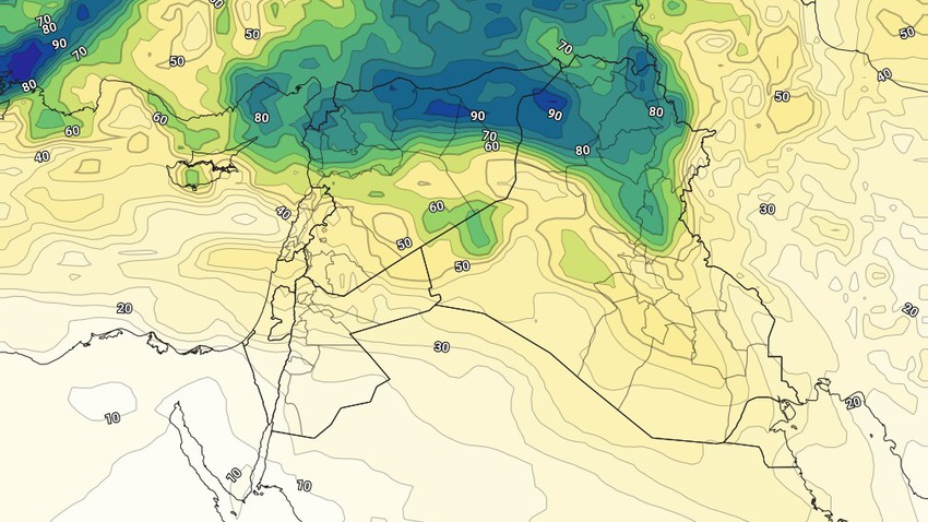 العراق | سُحب متوسطة ومُنخفضة على أقصى المناطق الشمالية الثلاثاء وفرصة لزخات متفرقة من الأمطار في تلك المناطق 