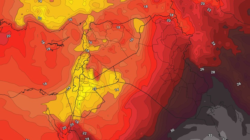 Jordanie | L&#39;effet de la masse d&#39;air modérée se poursuit mercredi et l&#39;activité progressive des vents du nord-ouest