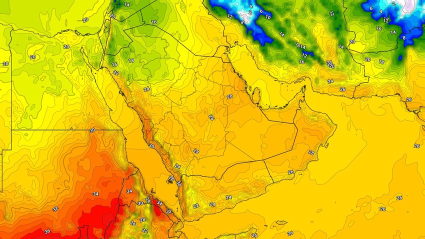 Yemen | A rise in temperatures with a limited chance of local showers of rain in some areas