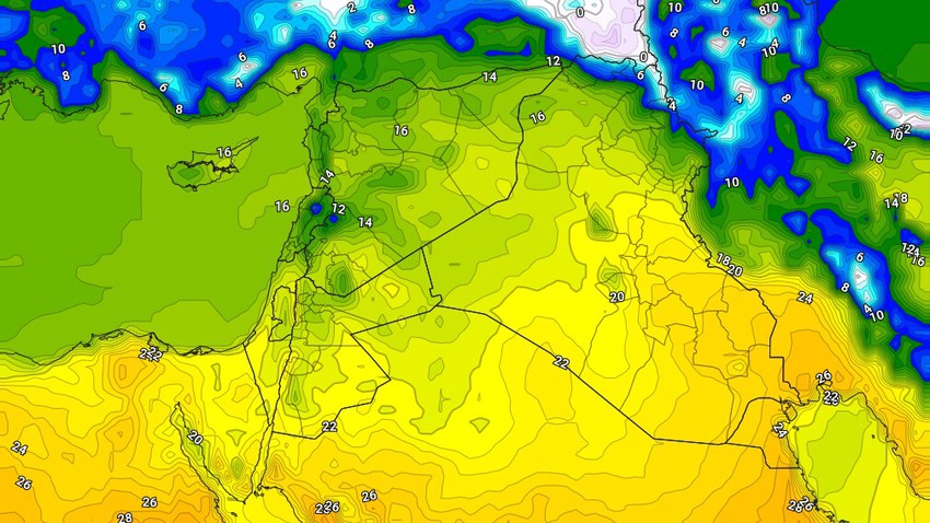 العراق | ابتعاد المنخفض الجوي الخماسيني وعودة درجات الحرارة إلى مُعدلاتها الطبيعية الثلاثاء 