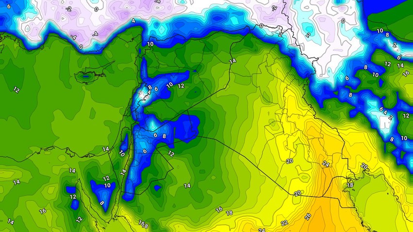 Iraq | A drop in temperatures in most areas on Thursday will be noticeable in the west and north, coinciding with a state of atmospheric instability