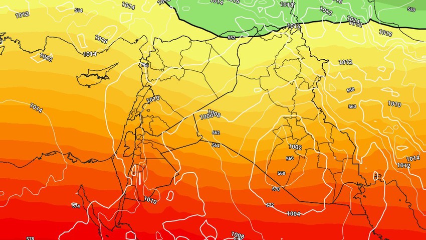 النشرة الأسبوعية للعراق | اول منخفض جوي خماسيني مطلع الأسبوع وتقلبات كبيرة على درجات الحرارة وفرصة لهطول الأمطار 
